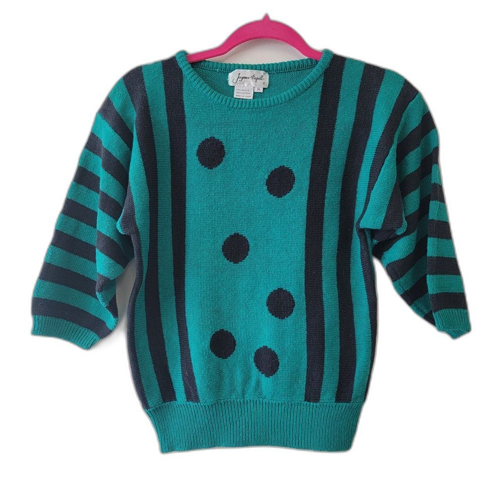 Vintage Stripe And Dot Ramie Cotton Sweater